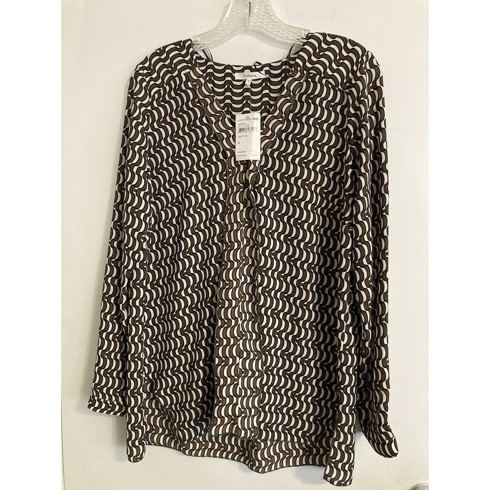 PLEIONE Anthropologie Women's Blouse Size Small Long Sleeve Geometric Top #92